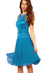 Sexy Lace Midi Skater Dress with Pleated Skirt